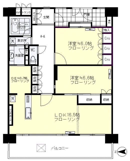 新宿区新宿のマンションの間取り