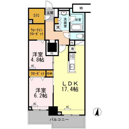 【豊橋市東小田原町のマンションの間取り】