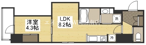 岡山市北区東中央町のマンションの間取り