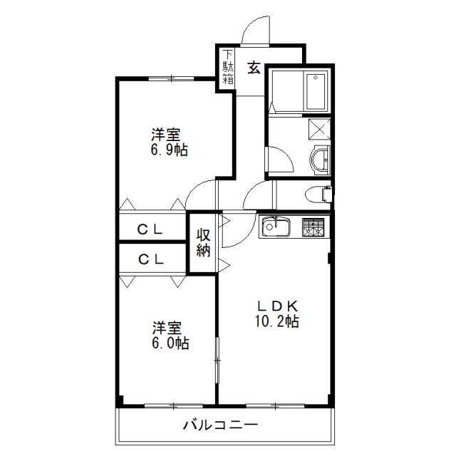 クレージュあさひの間取り