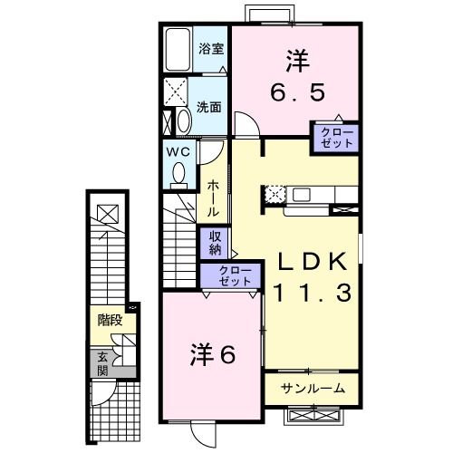 新潟市北区嘉山のアパートの間取り