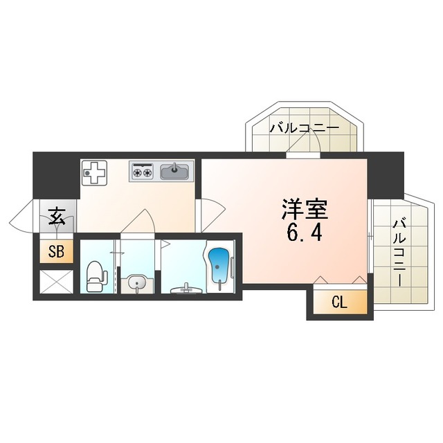 大阪市西淀川区野里のマンションの間取り