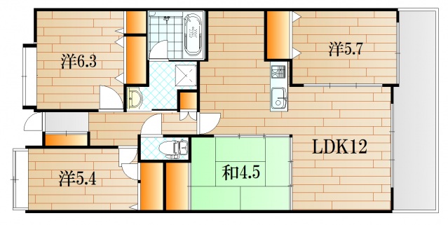 下関市東大和町のマンションの間取り