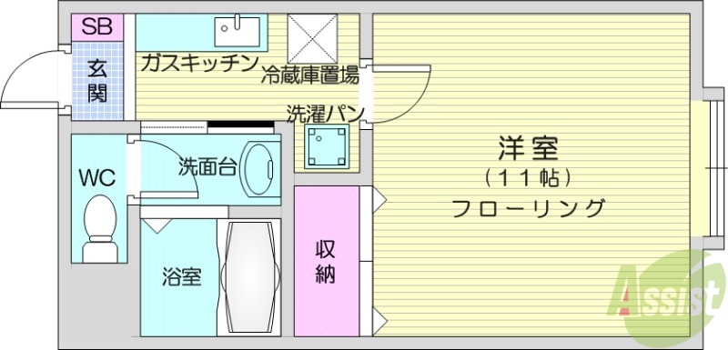 岩沼市栄町のアパートの間取り