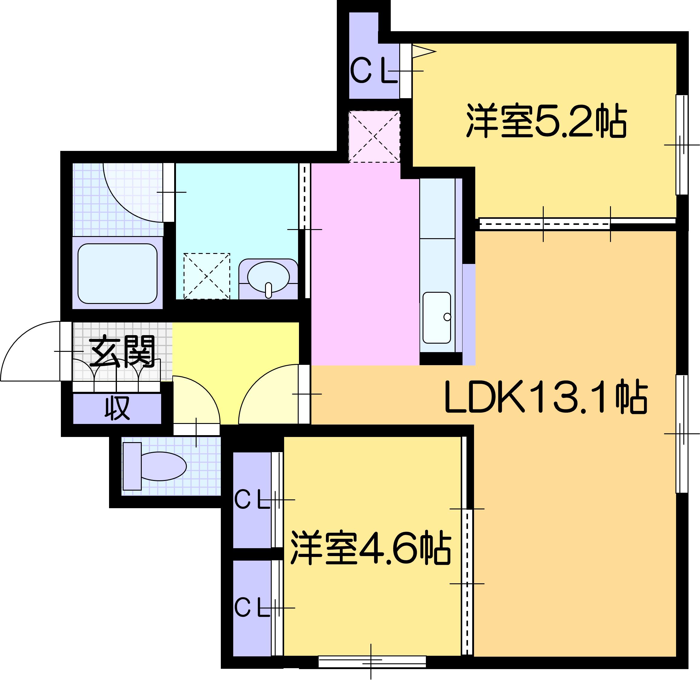 札幌市豊平区豊平六条のマンションの間取り