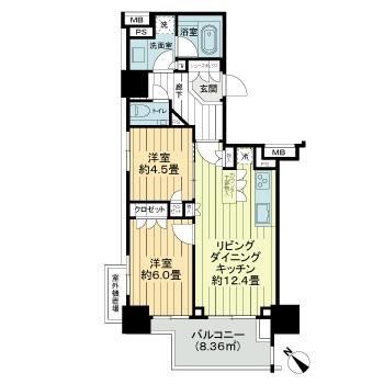 港区赤坂のマンションの間取り