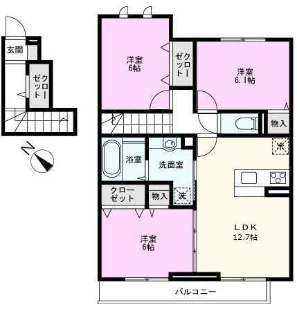 大枝Ｄ-ＲＯＯＭ　Ｂ棟の間取り