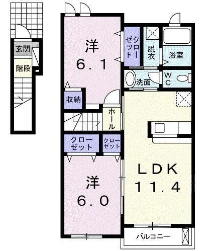 足利市利保町のアパートの間取り