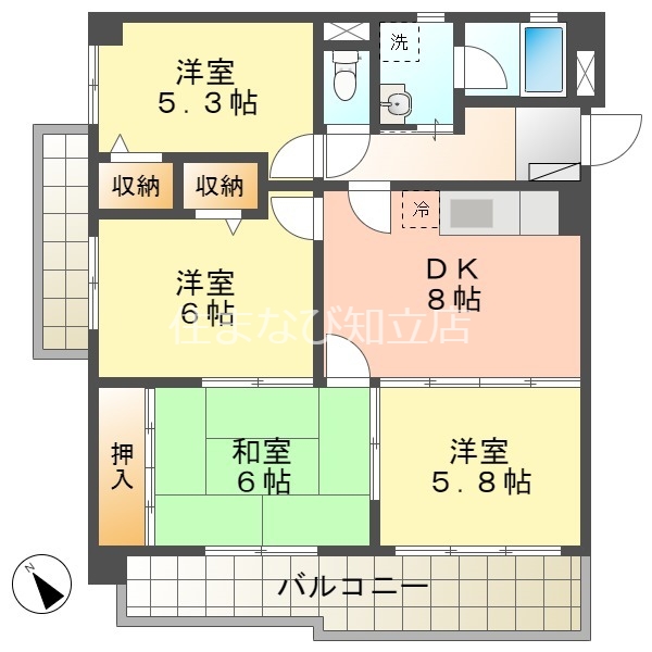 豊田市御立町のマンションの間取り