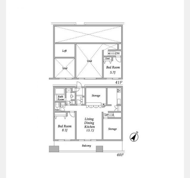 【中央区勝どきのマンションの間取り】