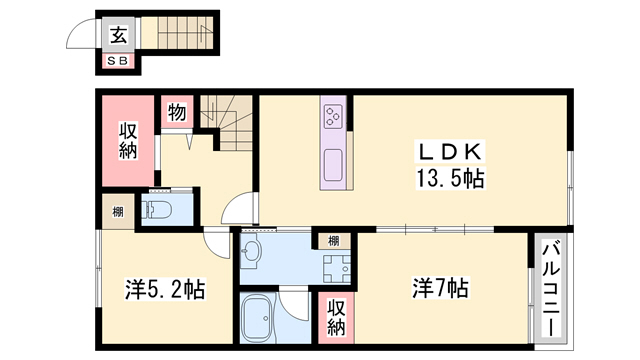 明石市松江のアパートの間取り