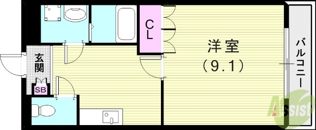 神戸市北区山田町小部のマンションの間取り