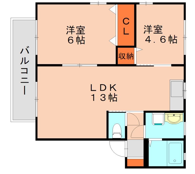 糟屋郡篠栗町中央のアパートの間取り