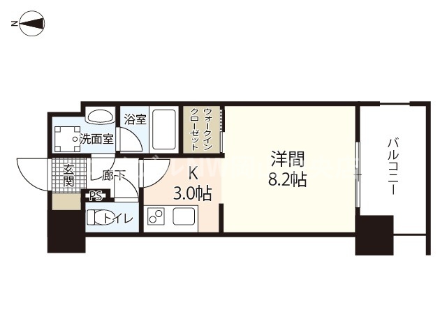 岡山市北区下石井のマンションの間取り