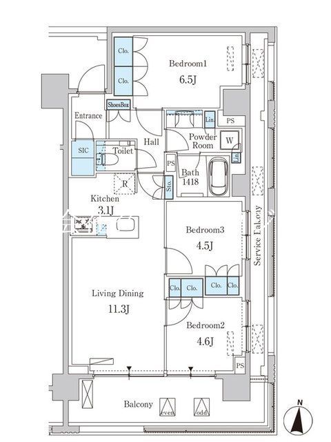 【大田区東矢口のマンションの間取り】