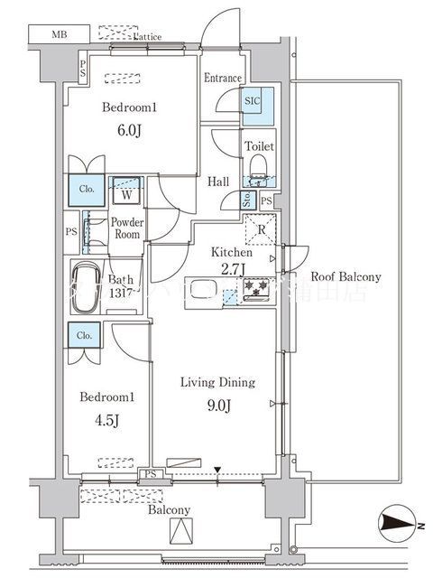 大田区東矢口のマンションの間取り