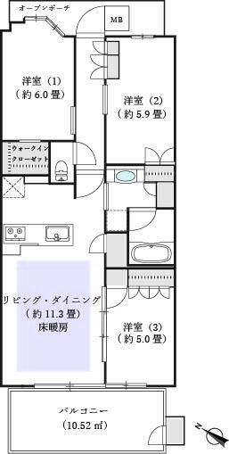 レジデンシャル青葉広瀬川の間取り