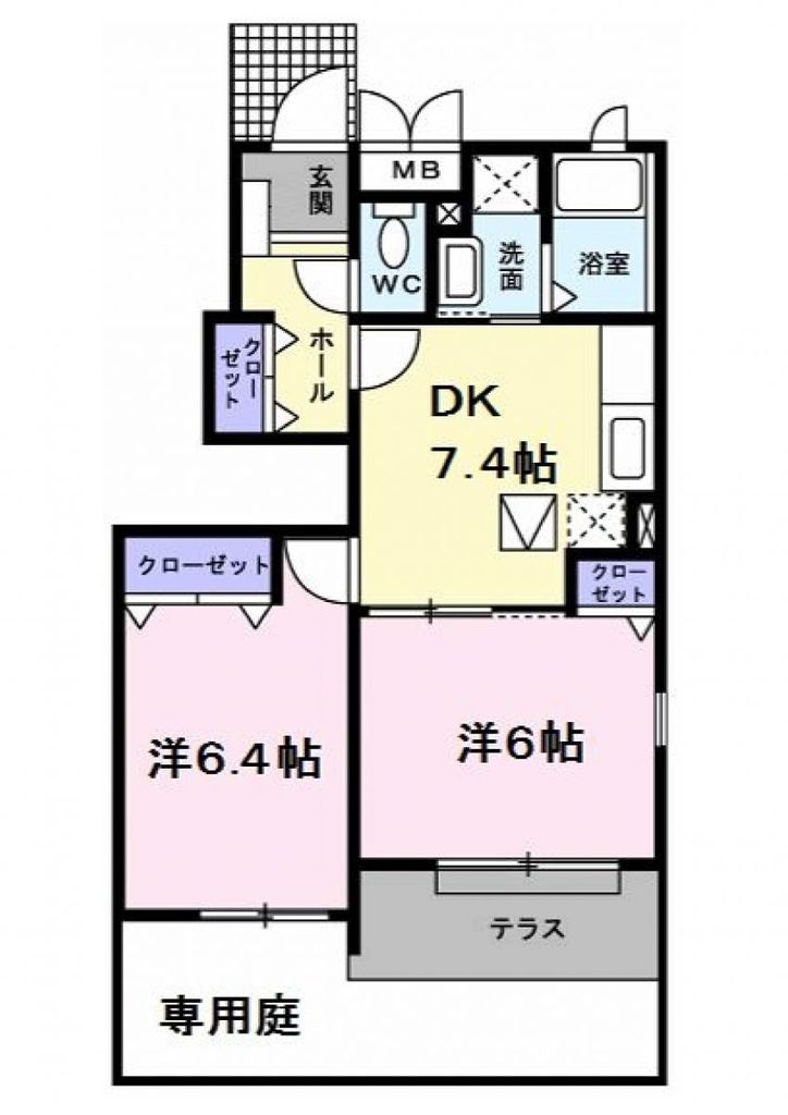 青梅市畑中のアパートの間取り