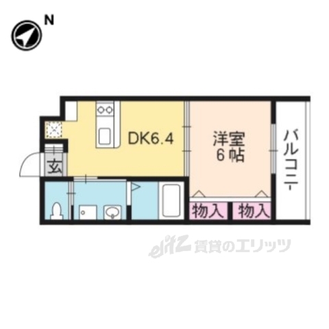 京都市北区大北山原谷乾町のマンションの間取り