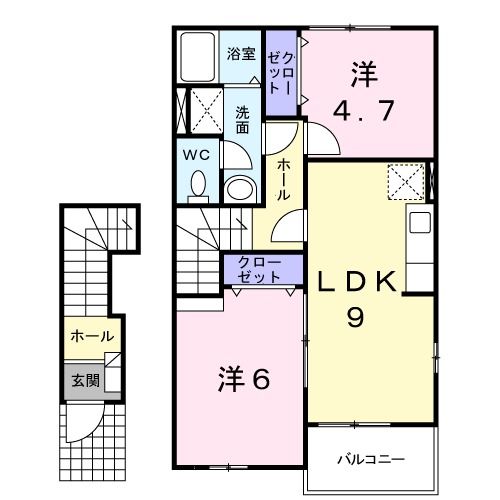 八女市室岡のアパートの間取り