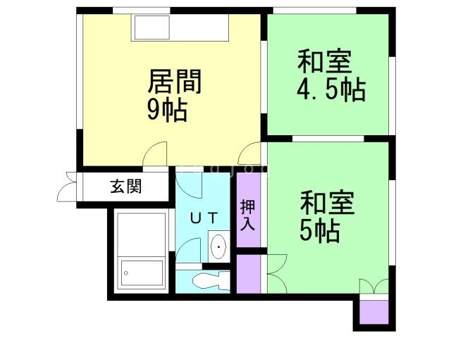 札幌市西区西野二条のアパートの間取り