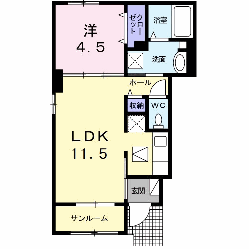 阿南市羽ノ浦町古庄のアパートの間取り