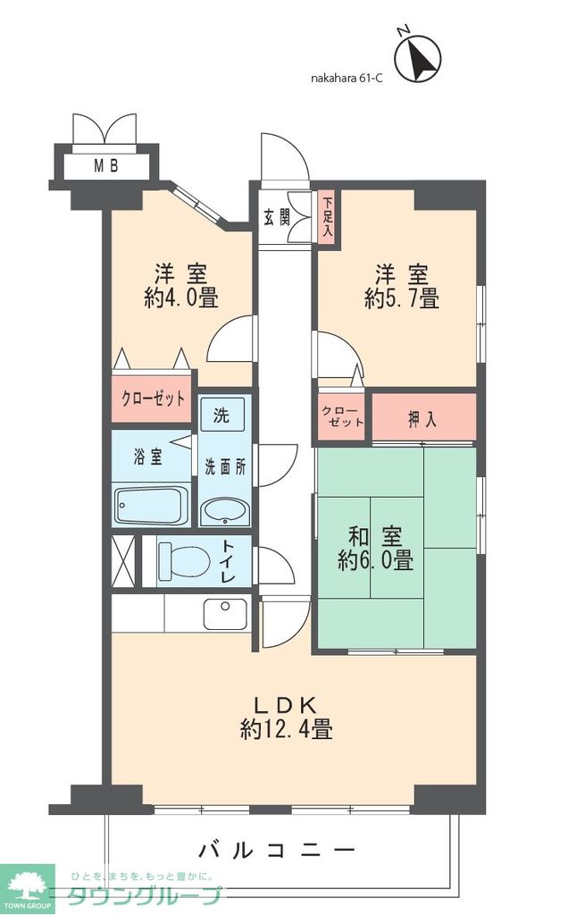 川崎市中原区下小田中のマンションの間取り