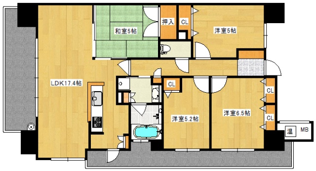 広島市西区井口明神のマンションの間取り