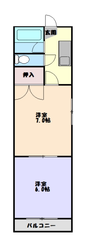 仙台市若林区大和町のアパートの間取り