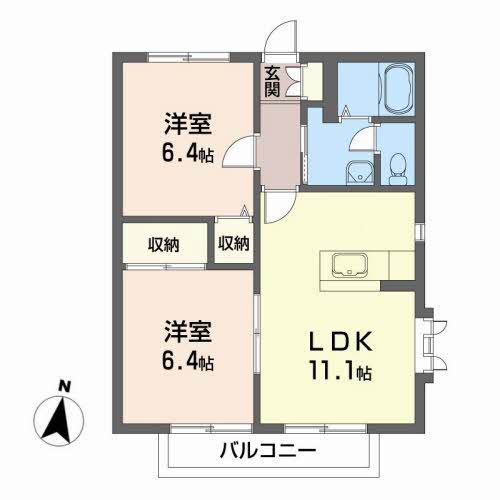 仙台市青葉区上愛子のアパートの間取り