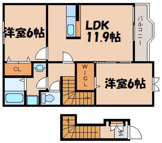 【広島市安芸区瀬野のアパートの間取り】