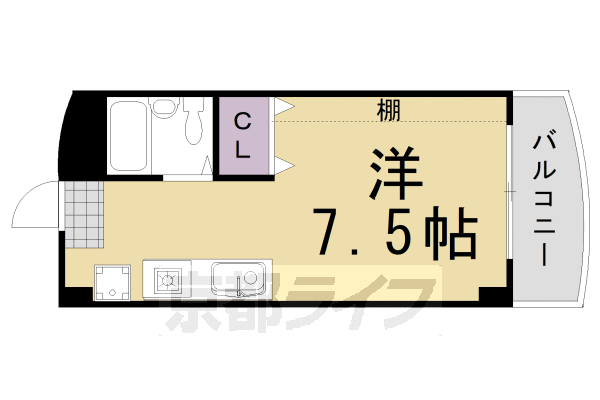 京都市西京区大枝東長町のマンションの間取り