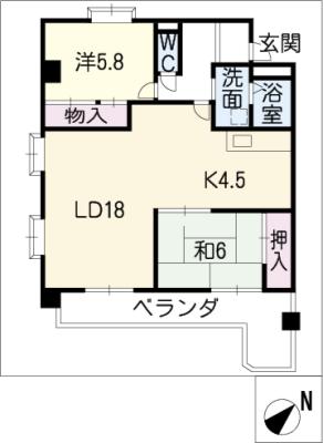 ユニーブル西里マンション３０４の間取り