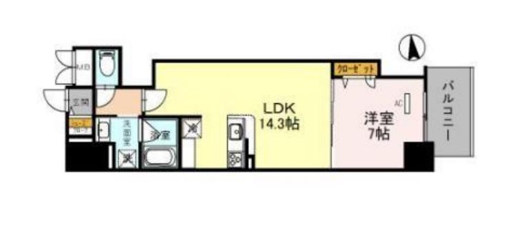 大阪市中央区北浜東のマンションの間取り