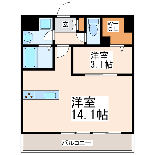 熊本市中央区京町本丁のマンションの間取り