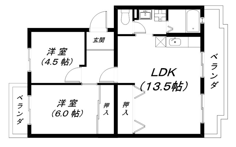 近江八幡市白鳥町のマンションの間取り