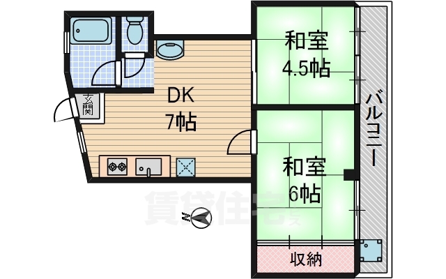 堺市堺区北庄町のマンションの間取り