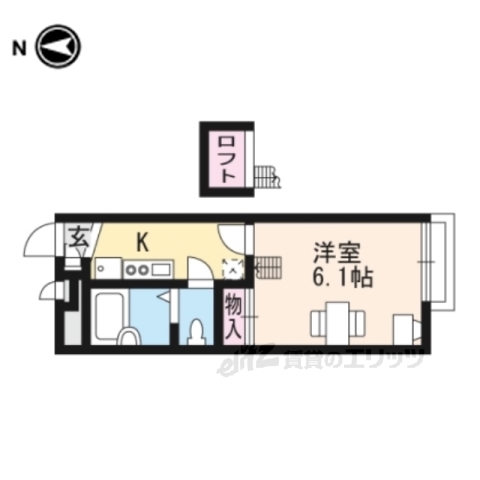 京都市山科区東野八反畑町のアパートの間取り