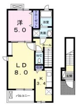 四日市市大字茂福のアパートの間取り