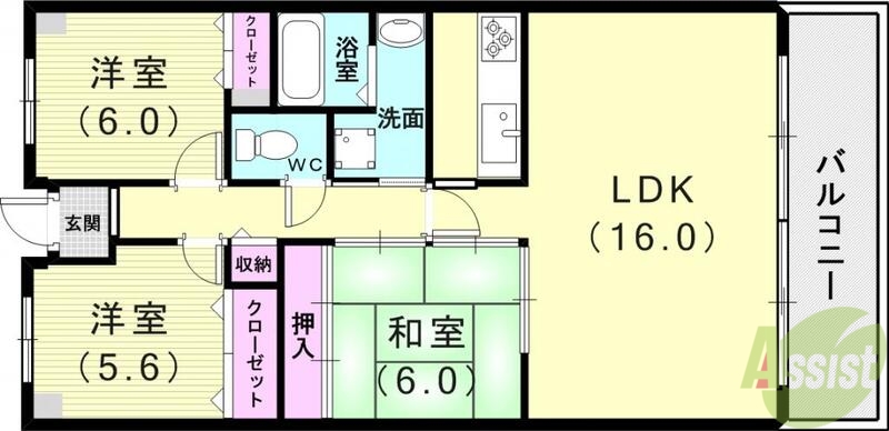 神戸市垂水区桃山台のマンションの間取り