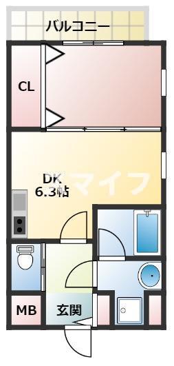 豊中市日出町のアパートの間取り