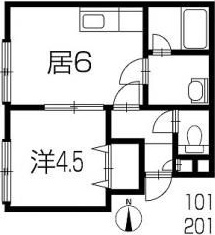 札幌市中央区南二十二条西のアパートの間取り
