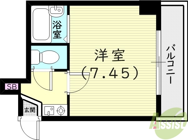 西宮市櫨塚町のマンションの間取り