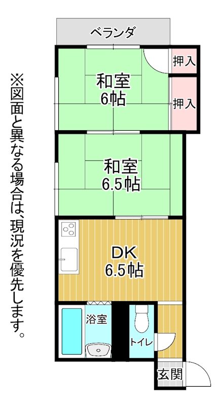 北九州市小倉南区北方のアパートの間取り