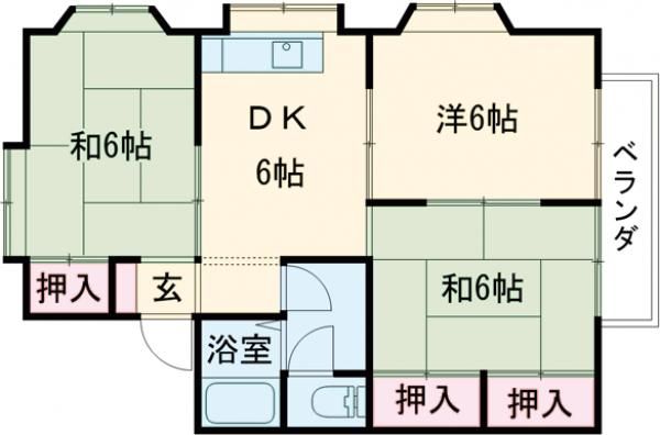 コーポ北入蔵Ａ棟の間取り