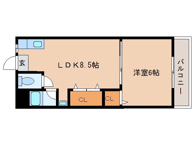 大和高田市曽大根のアパートの間取り