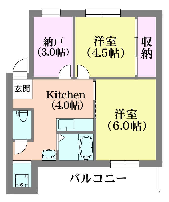 神戸市北区緑町のマンションの間取り