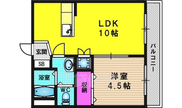 京都市西京区桂坤町のマンションの間取り