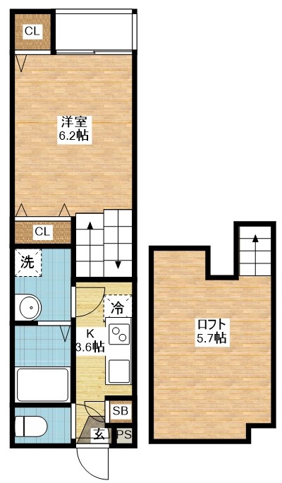 長崎市古賀町のアパートの間取り