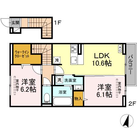 南アルプス市古市場のアパートの間取り